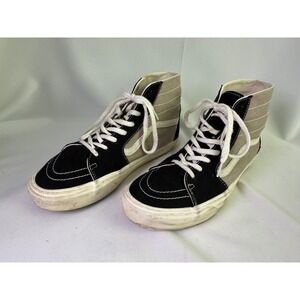 Vans Sk8-Hi Black Grey Tan Canvas Suede High Top Skate Shoes Men's Size 11.5